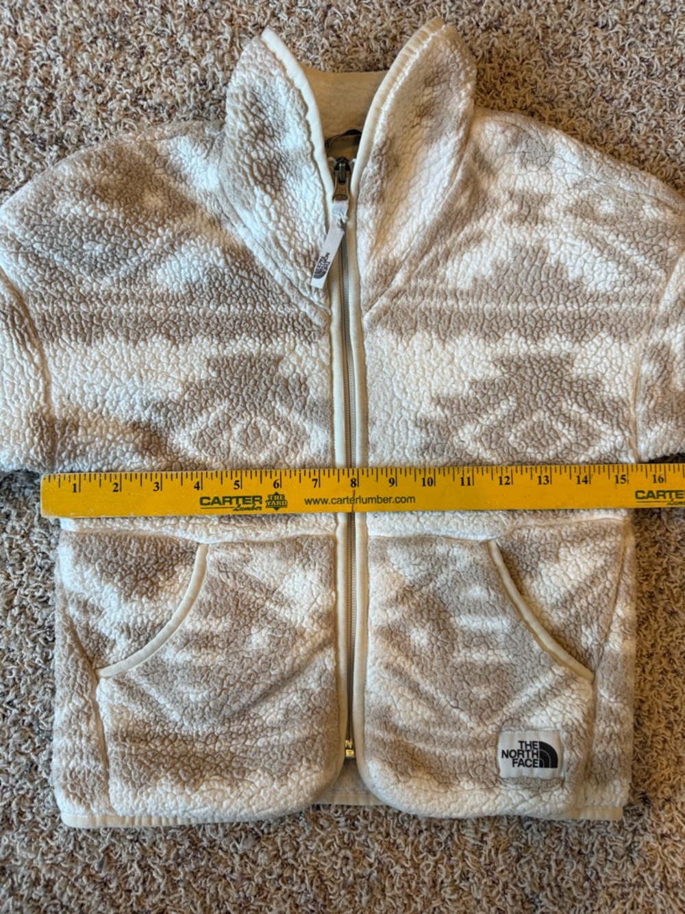 North Face Youth Small 7/8 Campshire Zip Sherpa Fleece White Tribal Geo Print - Picture 11 of 14